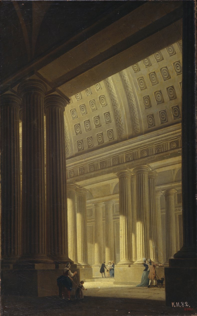 Vista interna de un templo. Un vestíbulo dórico, 1781 de Yakov Gerasimovich Farafontyev