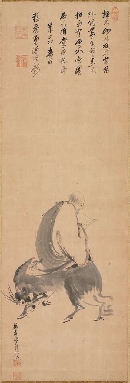 Man Riding Backwards on a Water Buffalo de Yamaguchi Sekkei