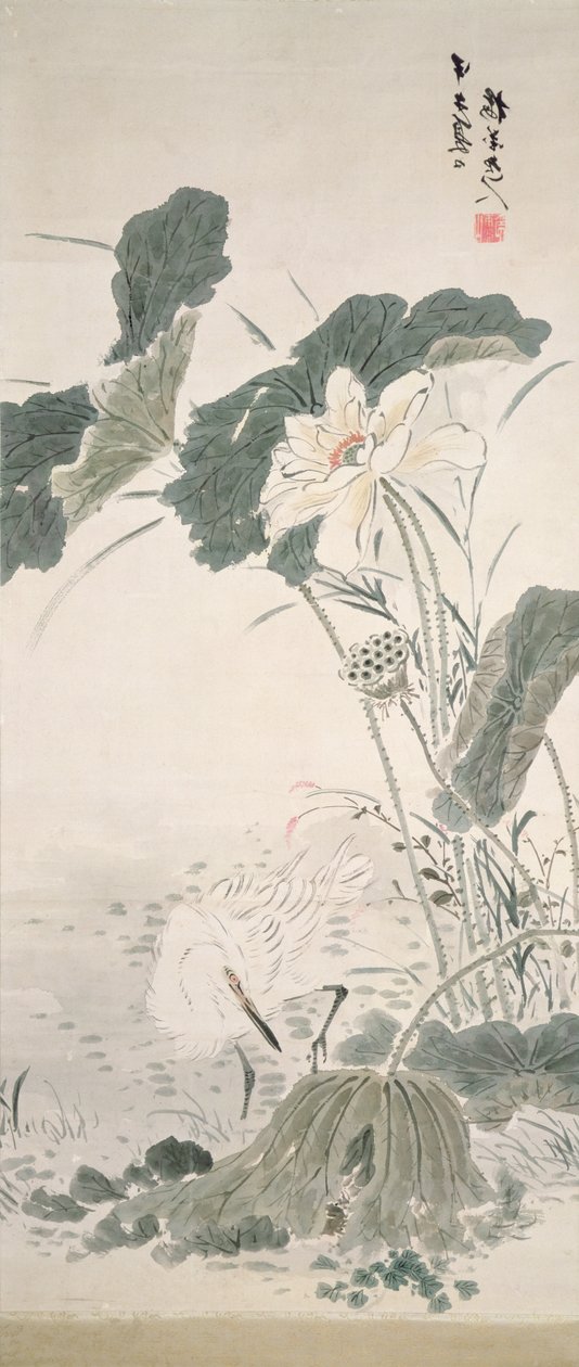 Garza y loto de Yamamoto Baiitsu
