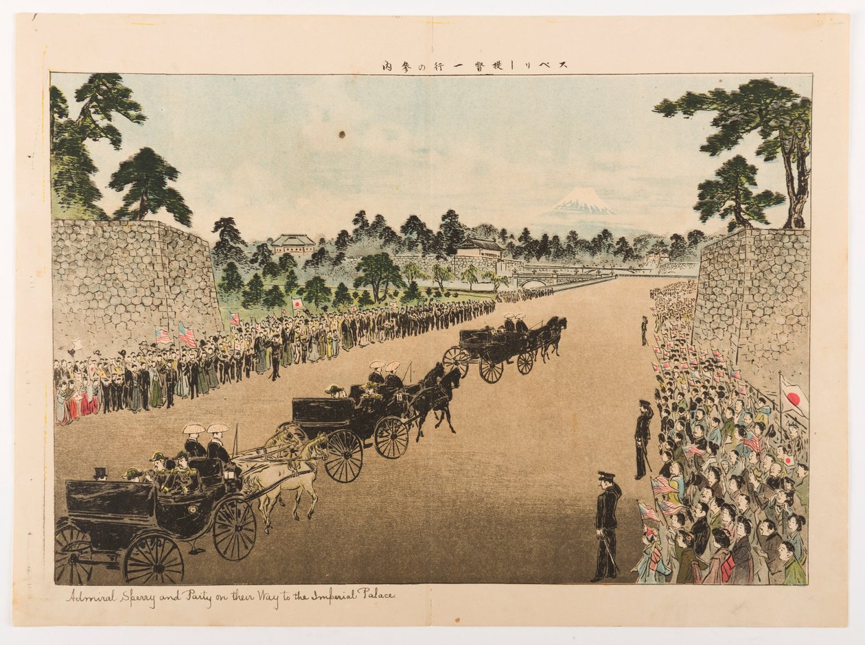 El almirante Sperry y su grupo de camino al Palacio Imperial de Yamamoto Shoun