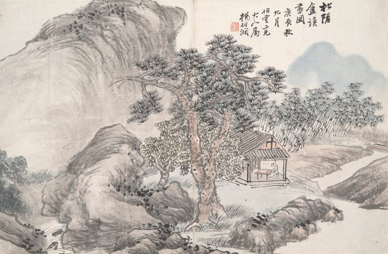 Lectura en el Estudio Secluded Pine (Song yin an) de Yang Borun