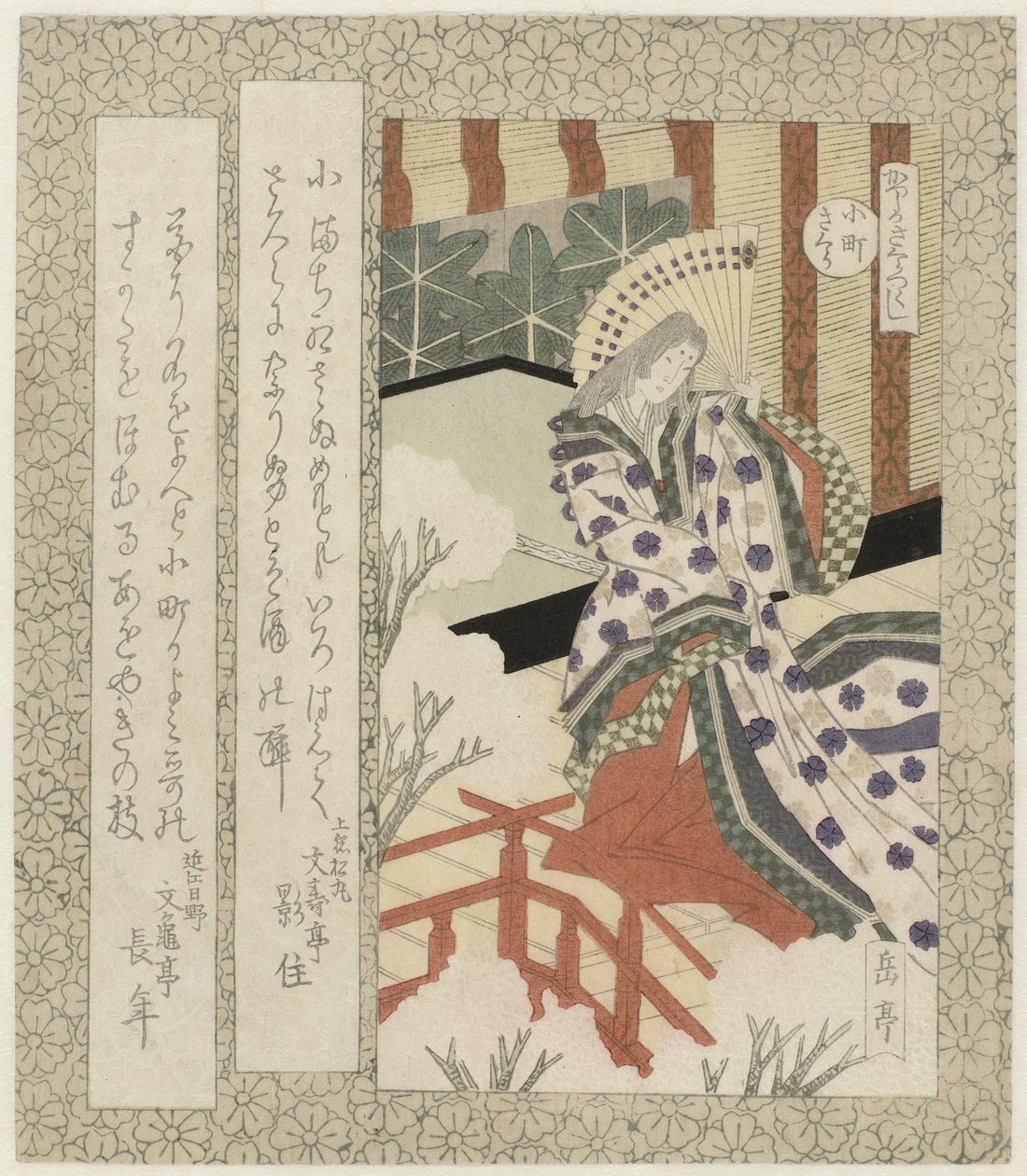 La flor de cerezo de Komachi Komachisakura (título sobre el objeto) Una serie de flores de cerezo para la Sociedad de Poesía Katsushika (título de la serie) Katsushika sakuratsukushi (título de la serie sobre el objeto) de Yashima Gakutei
