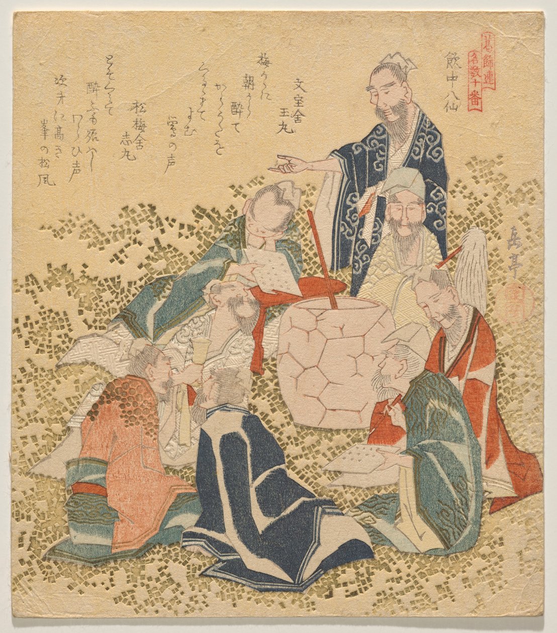 Eight Drunken Immortals (Inch? hassen), de la serie Ten Famous Numbers (Meis? j?ban) de Yashima Gakutei