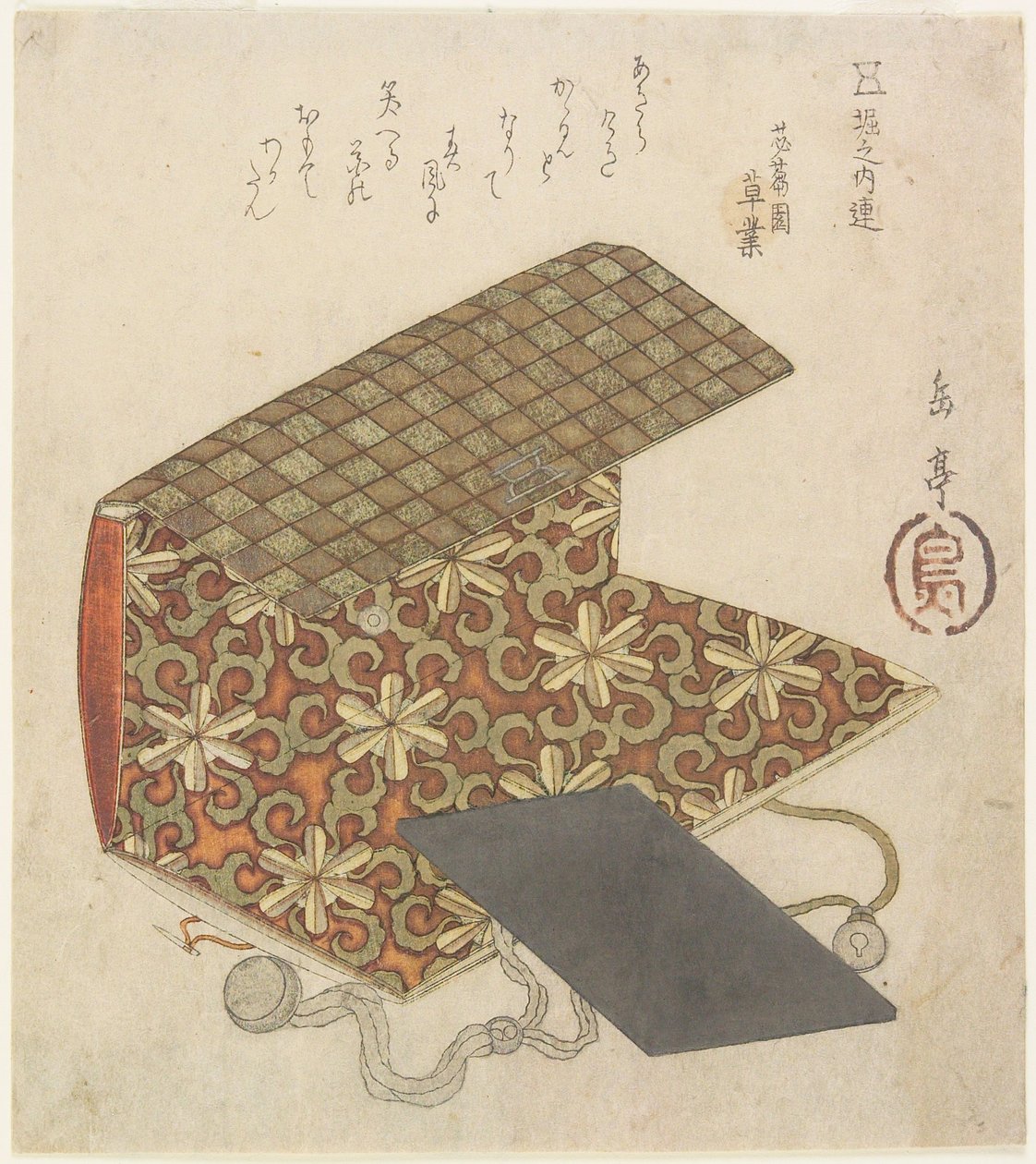 Carpeta estampada para el círculo Horinouchi de Yashima Gakutei