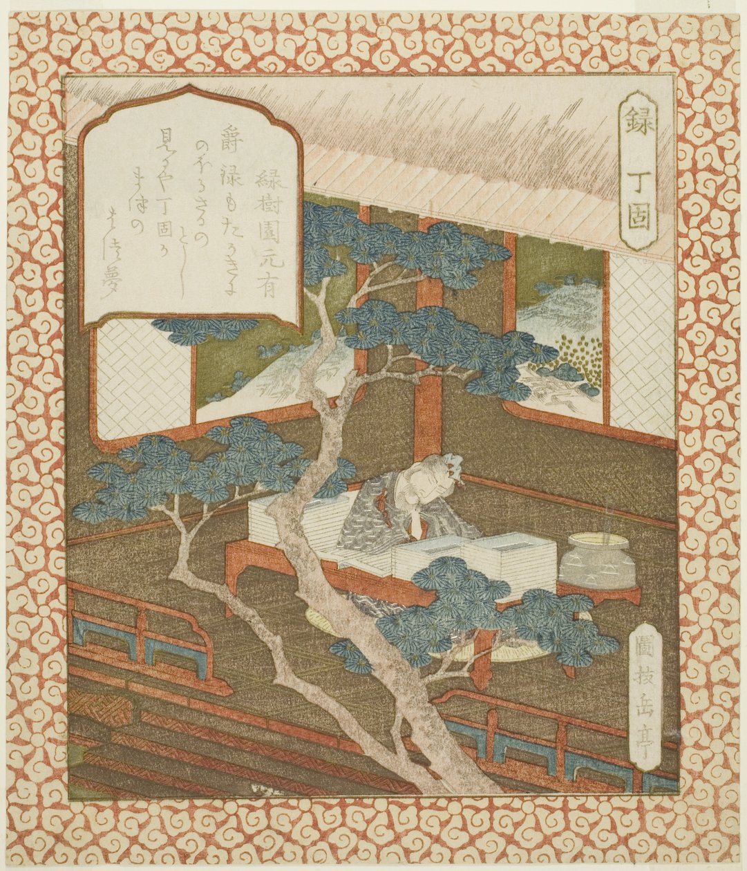 Prosperidad: Ding Gu (Roku, Teiko), de una serie sin título de felicidad, prosperidad y longevidad de Yashima Gakutei