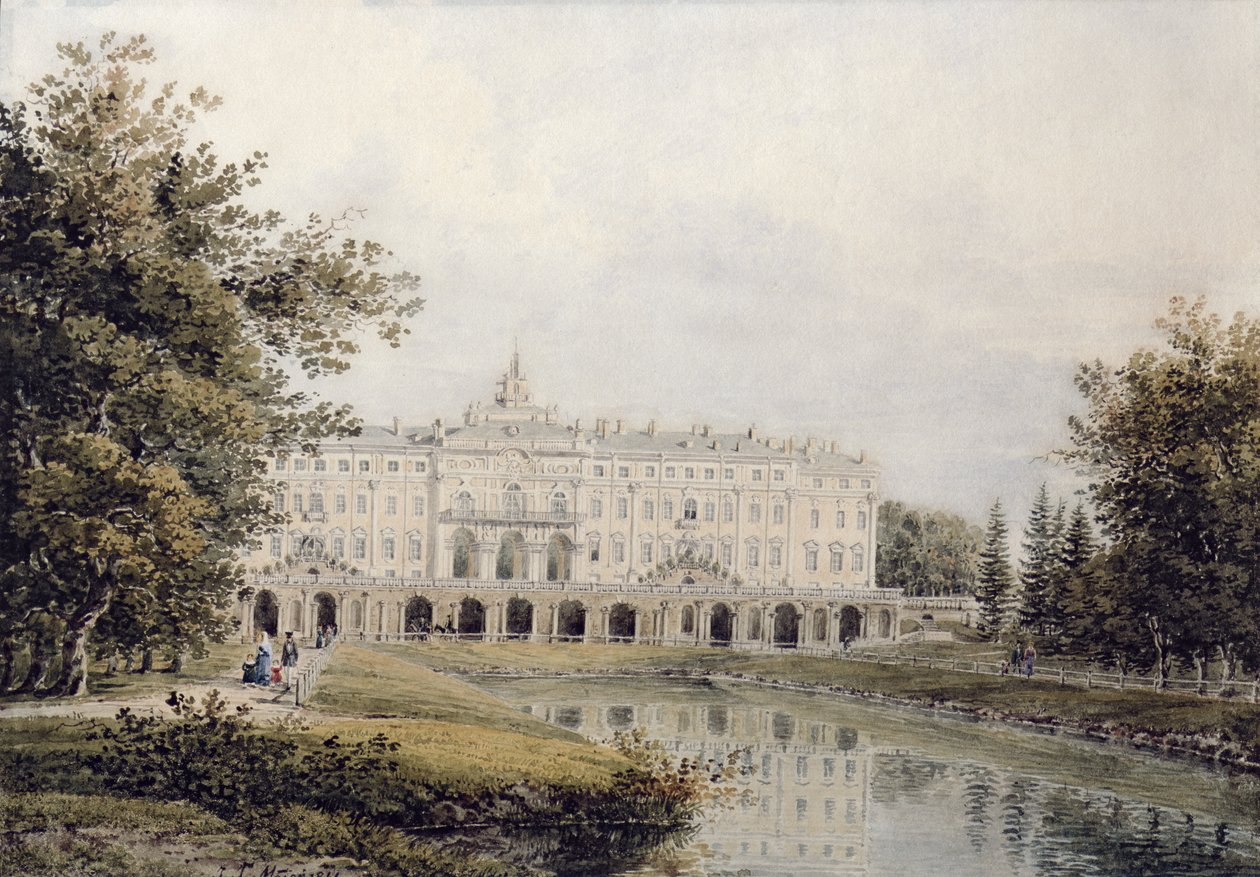Vista del Gran Palacio de Strelna cerca de San Petersburgo, 1841 de Yegor Yegorovich Meier