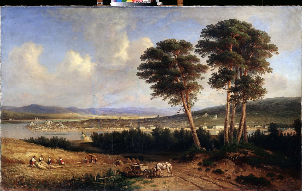 Vista de Irkoutsk (Siberia, Rusia). (Vista de Irkutsk). Pintura de Yegor Yegorovich Meier (1822-1867), óleo sobre lienzo de Yegor Yegorovich Meier