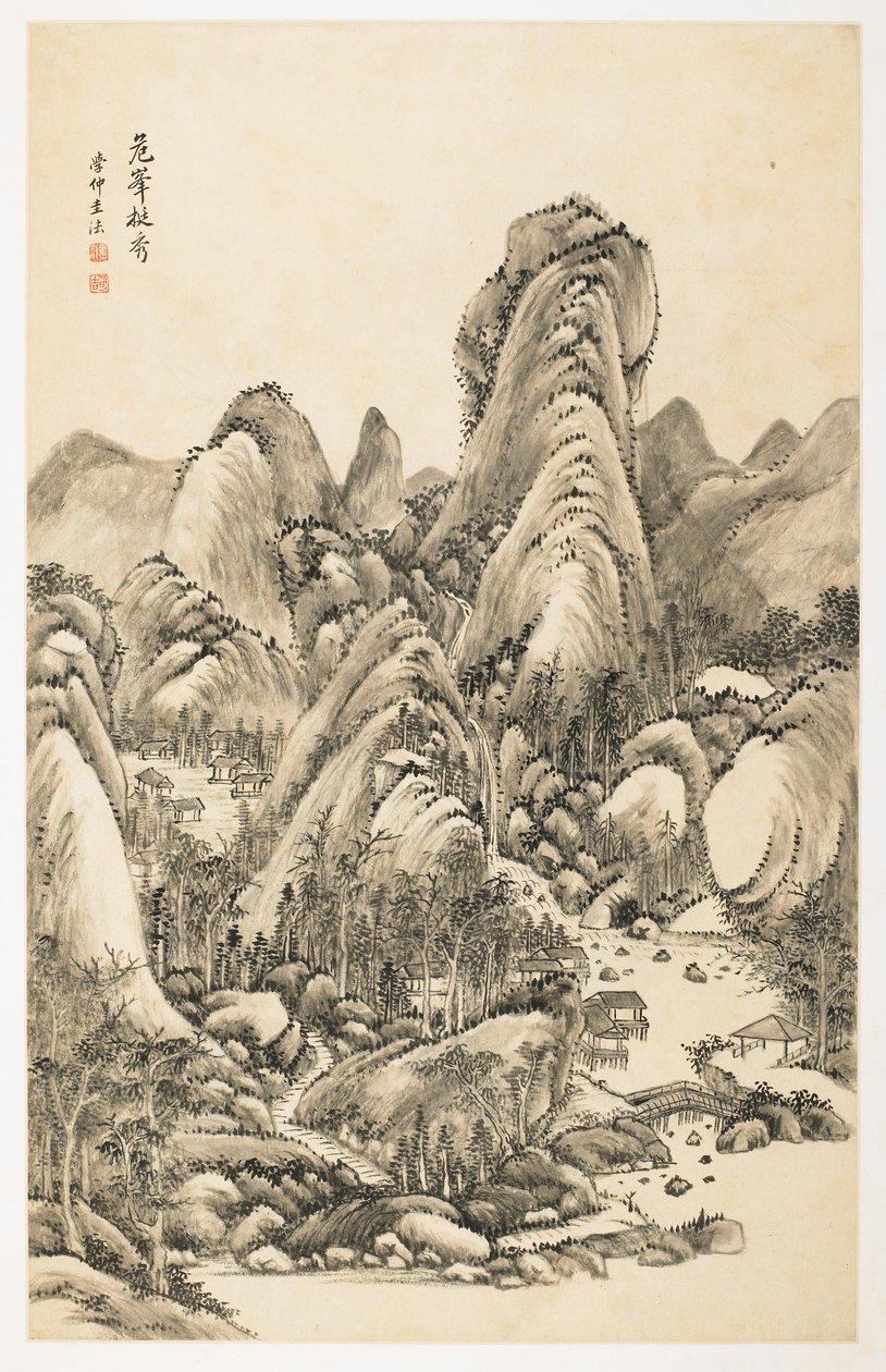 Magnificencia de Overhanging Bluff, de un álbum de 12 hojas de Yongxi Jin
