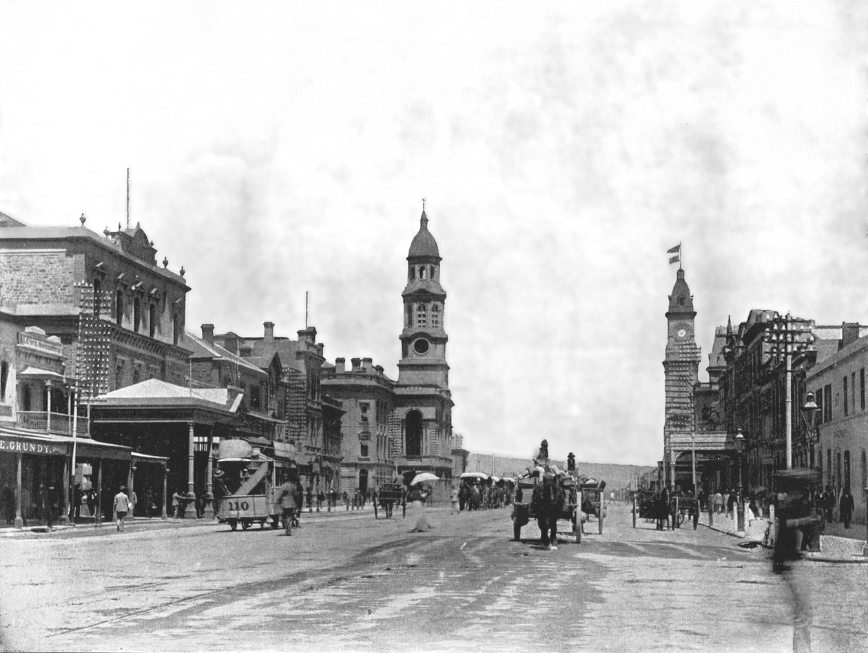 Calle King William mirando al sur, Adelaida, Australia, 1895 de York and Son