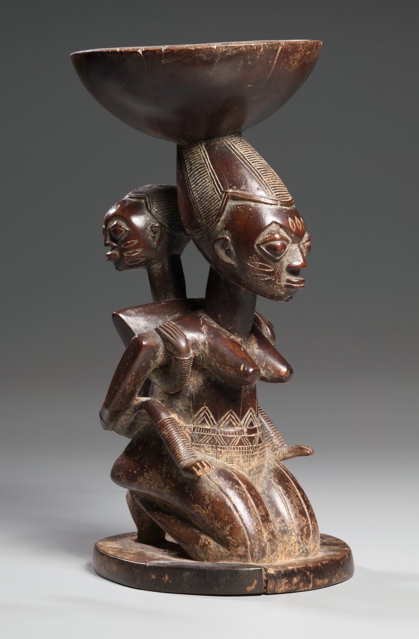 Vasija Cariatide Madre e Hijo, mediados-finales de 1800 de Yoruba Culture