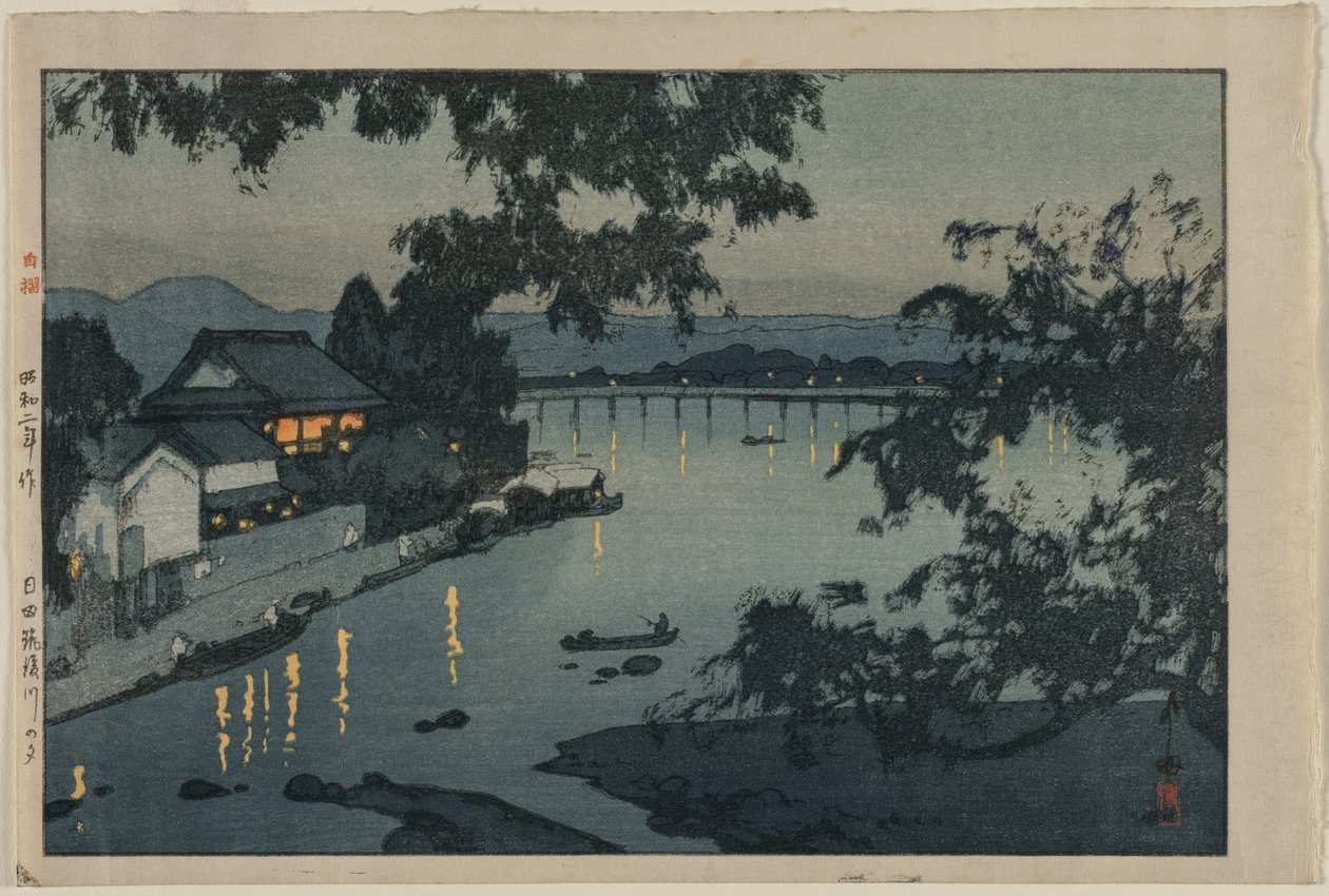 Atardecer en el río Chikugo de Yoshida Hiroshi