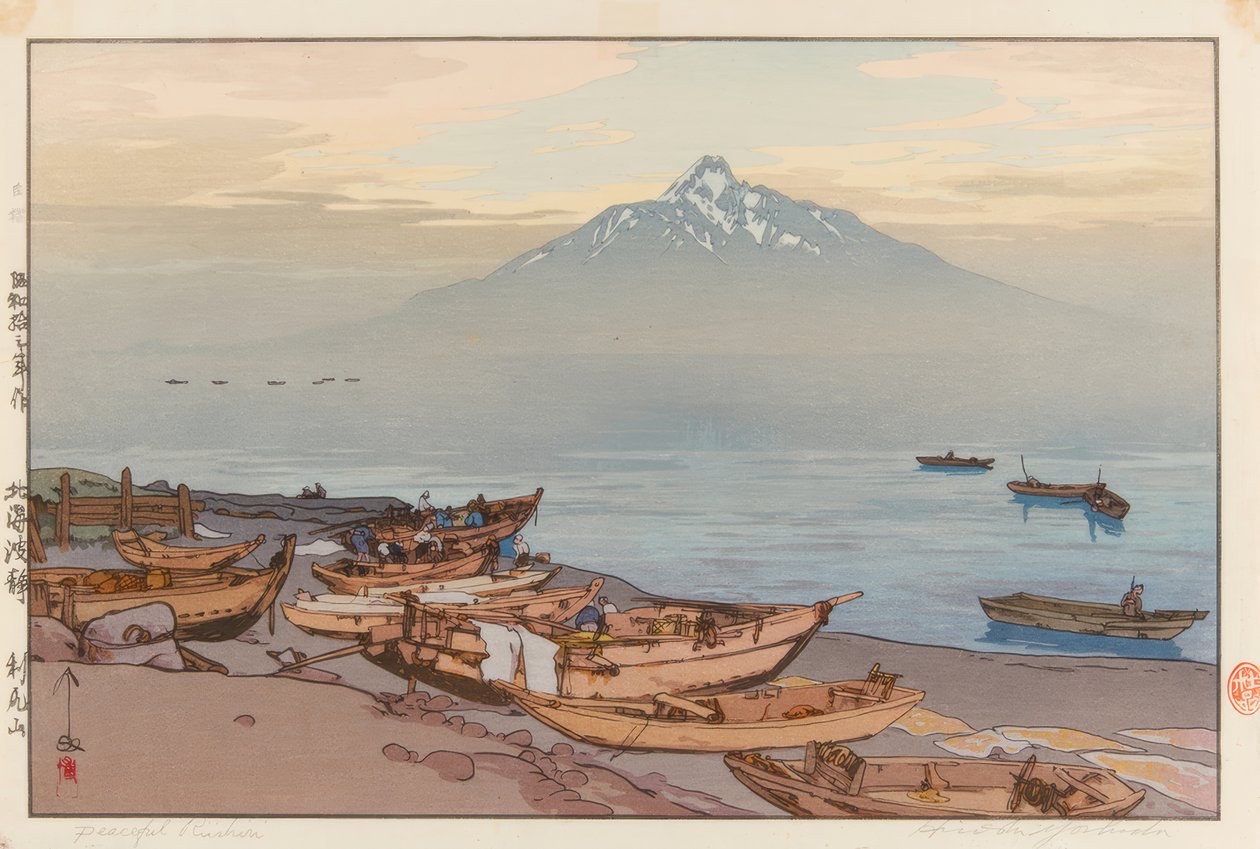 Aguas tranquilas del Mar del Norte: el Monte Rishiri de Yoshida Hiroshi