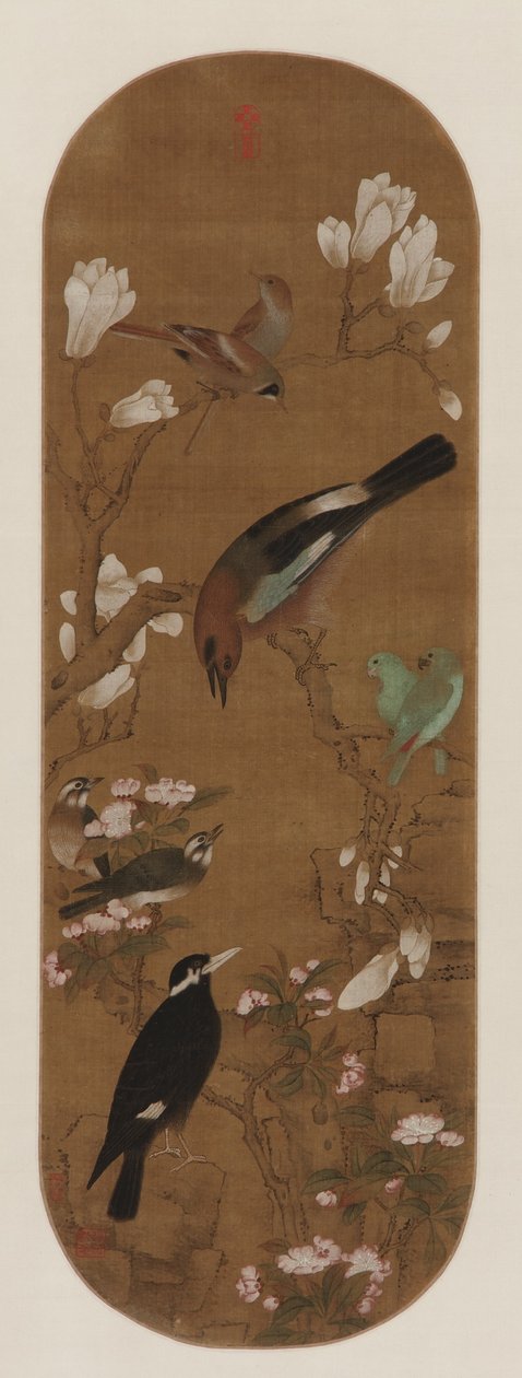 Aves y flores, dinastía Qing de Yu Zhiding