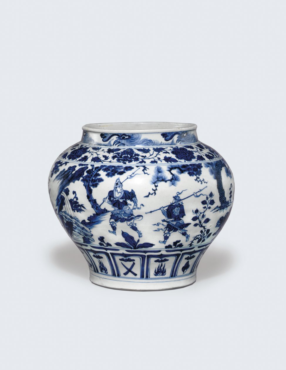 Un jarrón azul y blanco excepcionalmente raro e importante, Guan de Yuan Dynasty Chinese School