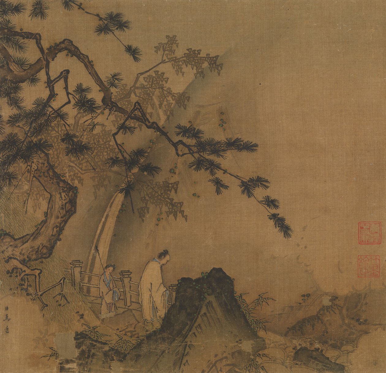 Erudito Observando una Cascada, finales del siglo XII - principios del siglo XIII de Yuan Ma