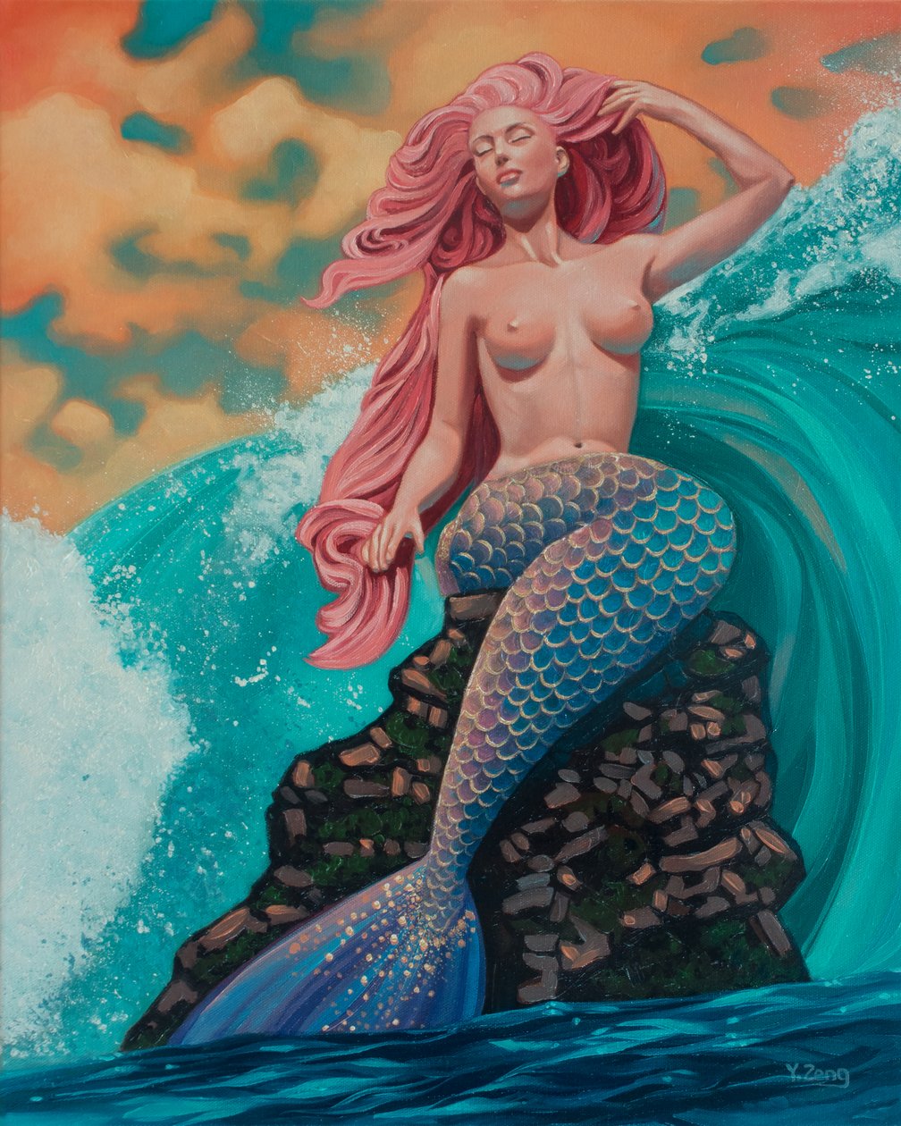 Sirena, 2023 (óleo sobre lienzo) de Yue Zeng