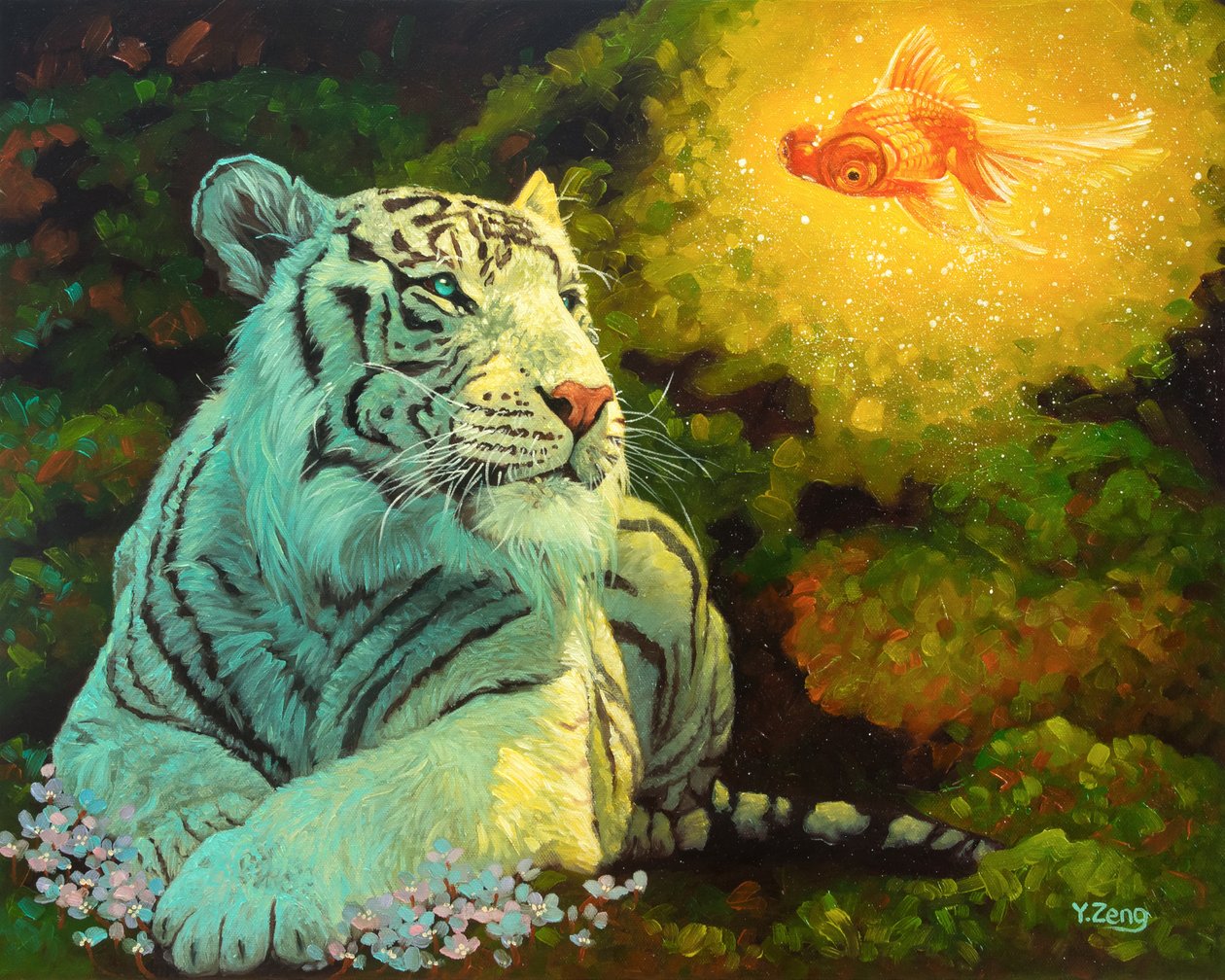Visitante, 2023 (óleo sobre lienzo) de Yue Zeng
