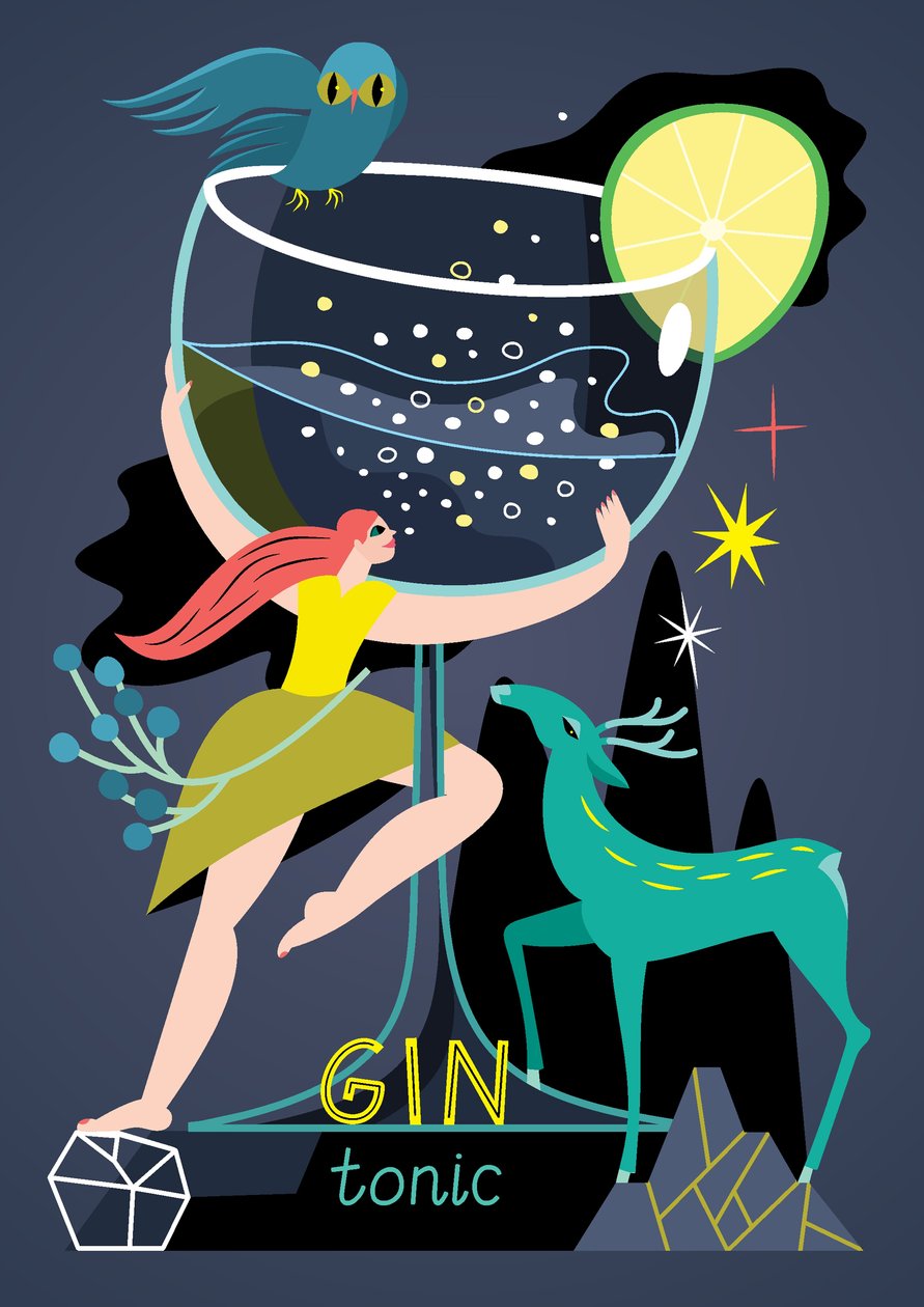 Gin Tonic, 2017 (ilustración vectorial) de Yulia Drobova