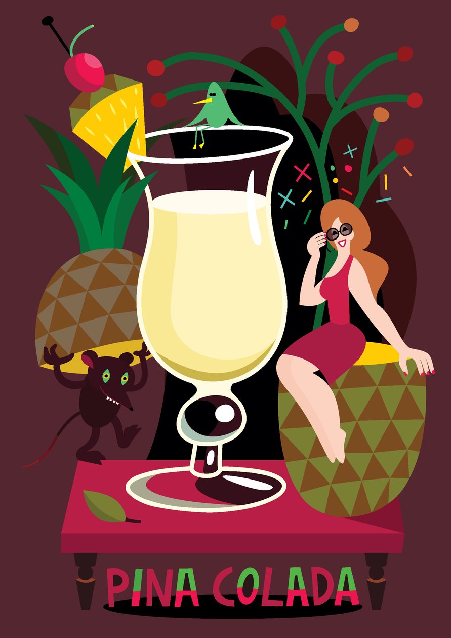 Piña Colada, 2017 (ilustración vectorial) de Yulia Drobova