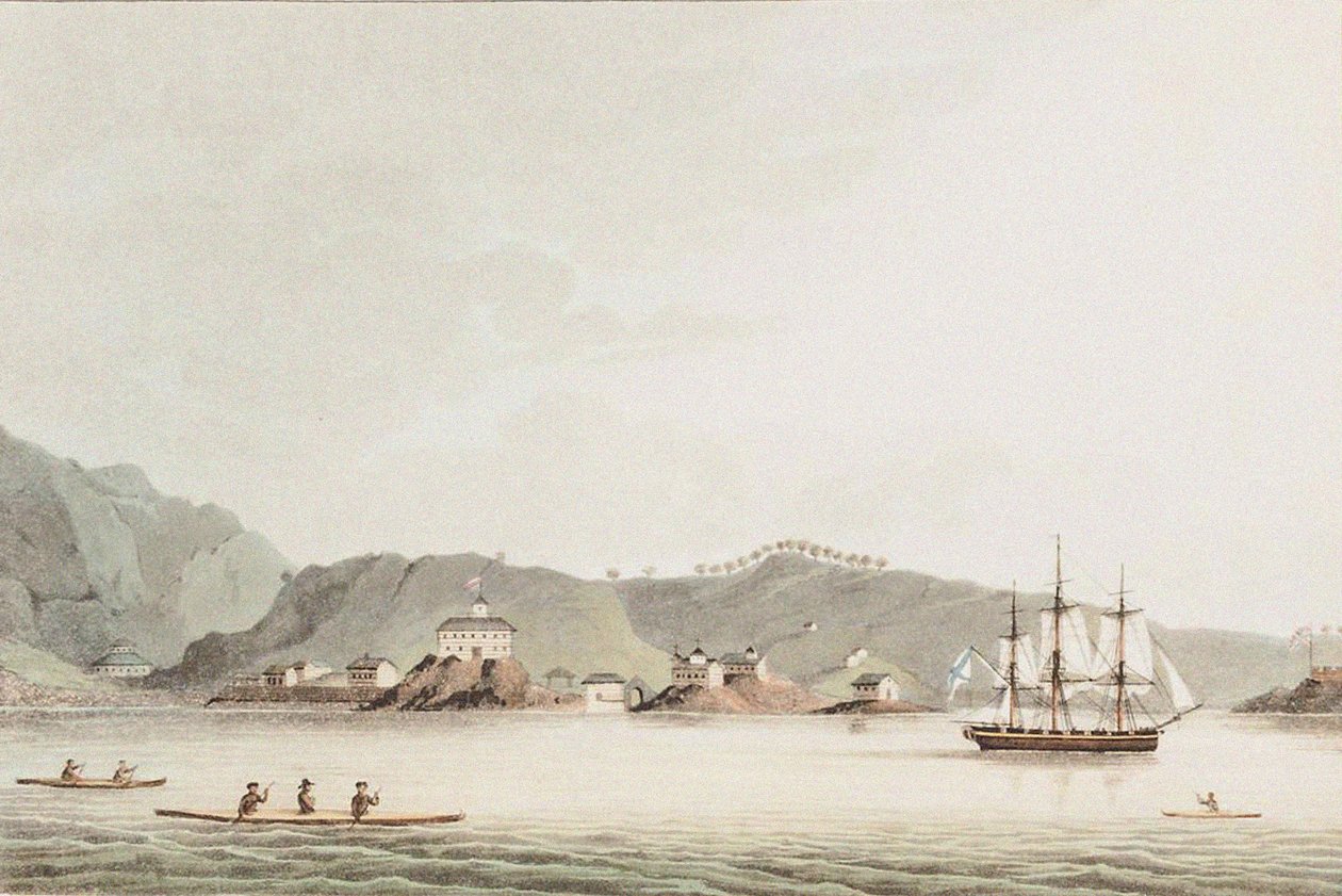 Ilustración de Un viaje alrededor del mundo en los años 1803-06, en el barco Neva, 1814 de Yuri Fyodorovich Lisyansky