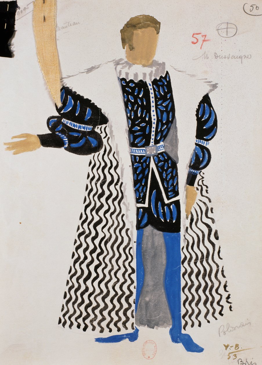 Traje de polaco en "Boris Godunov" de Modest Mussorgsky, boceto de Yves Bonnat de Yves Bonnat