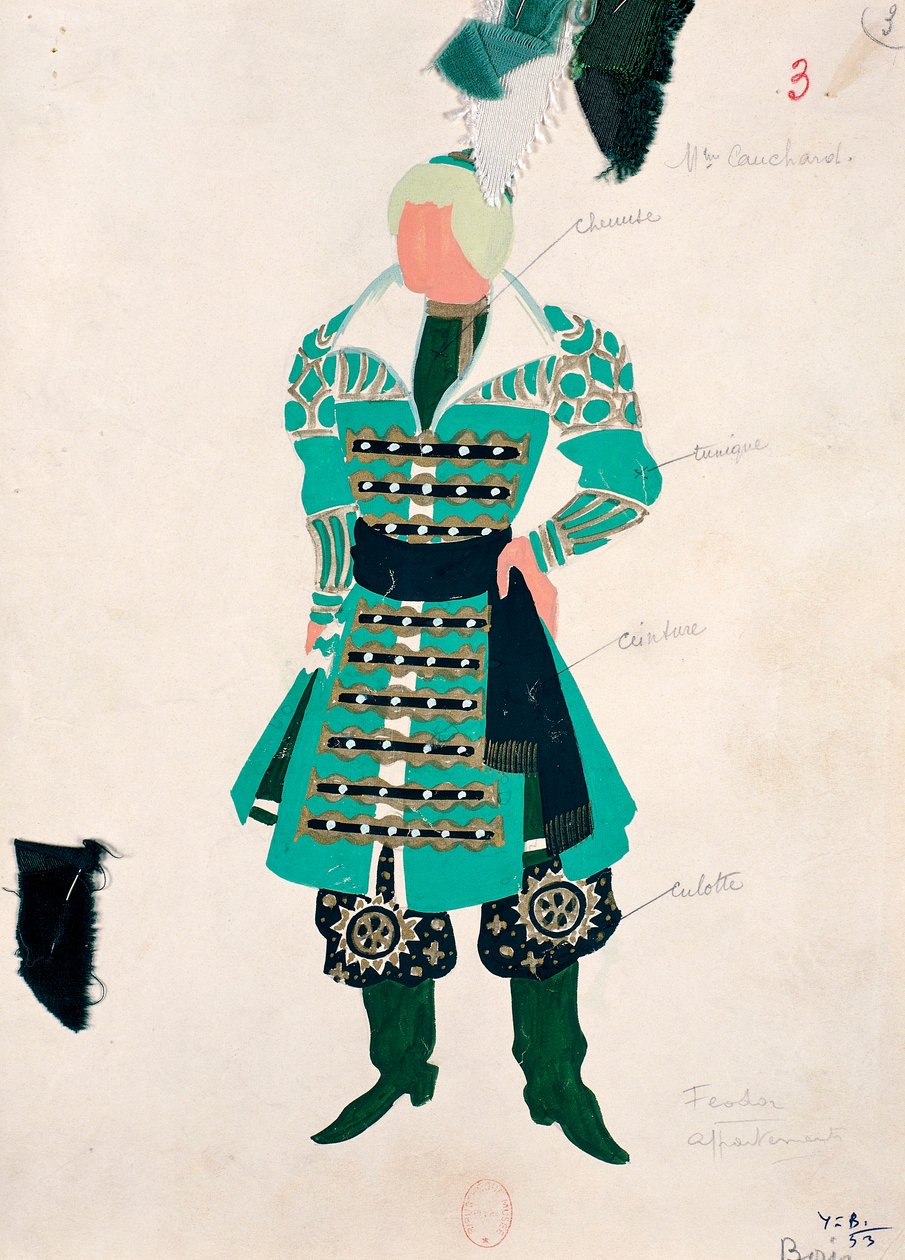 Boceto del vestuario de Fedor en "Boris Godunov" de Modest Petrovic Musorgskij de Yves Bonnat