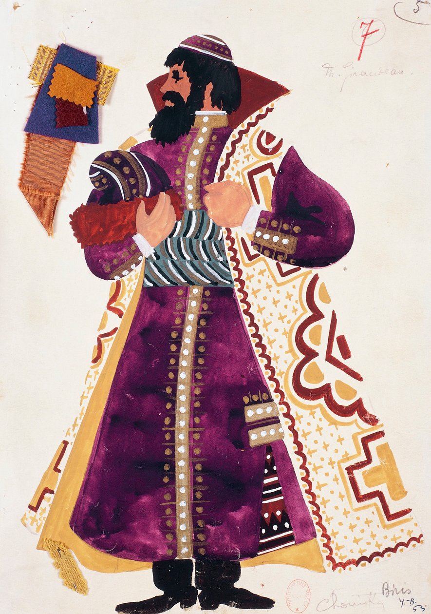 Boceto del vestuario de Suiskij en "Boris Godunov" de Modest Petrovic Musorgskij de Yves Bonnat
