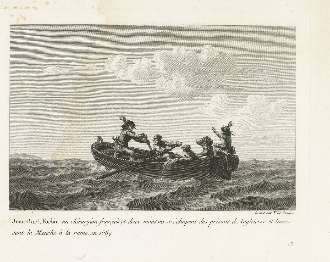 Jan Bart escapa de una prisión inglesa y cruza el Canal en un bote de remos, 1689 Jean-Bart, Forbin, un operation français et deux mousses s
