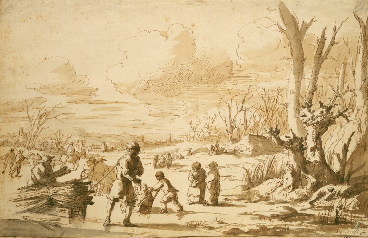Disfrutando del hielo, 1680 de Zacharias Blyhooft