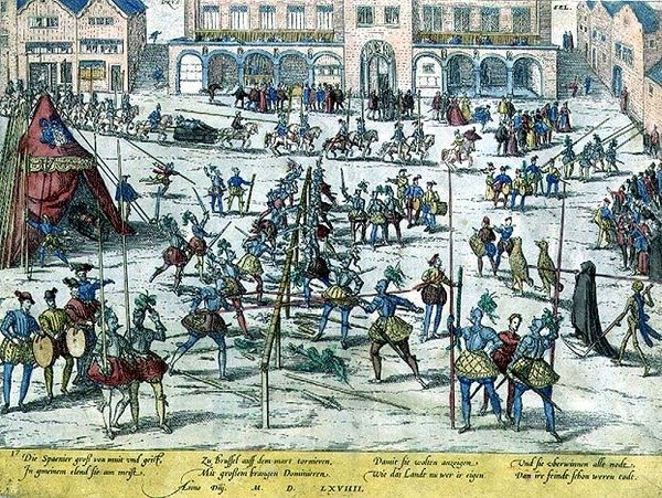 Torneo celebrado en Bruselas por los españoles para elevar la moral de los soldados y enfatizar que los Países Bajos ahora eran suyos de Zacharias (school of) Dolendo