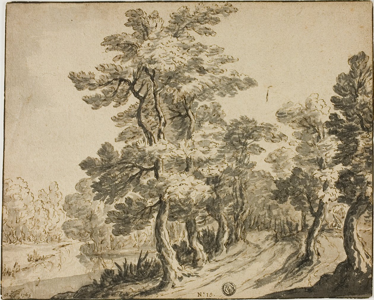 Camino entre árboles frondosos cerca de un arroyo de Zacharias Blyhooft