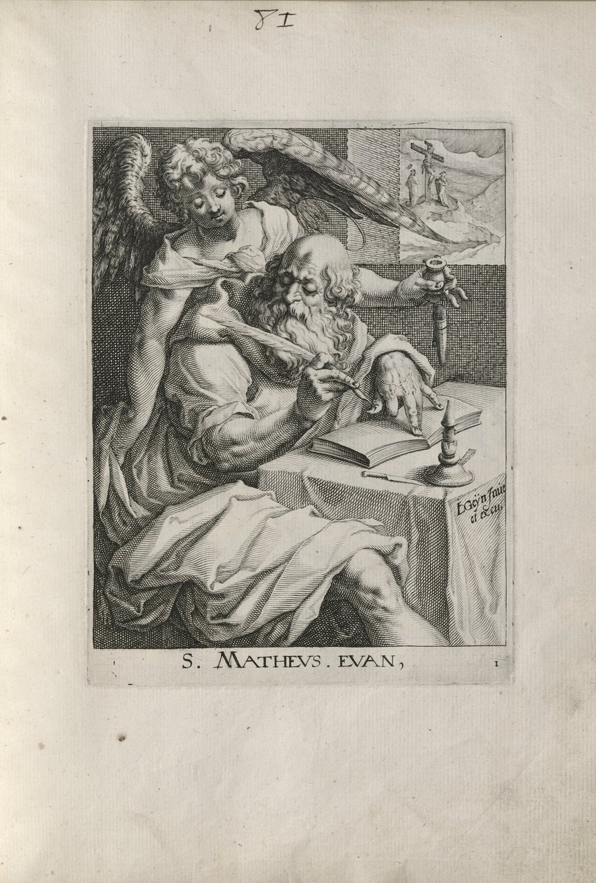San Mateo, lámina 1 de Los cuatro evangelistas de Zacharias Dolendo
