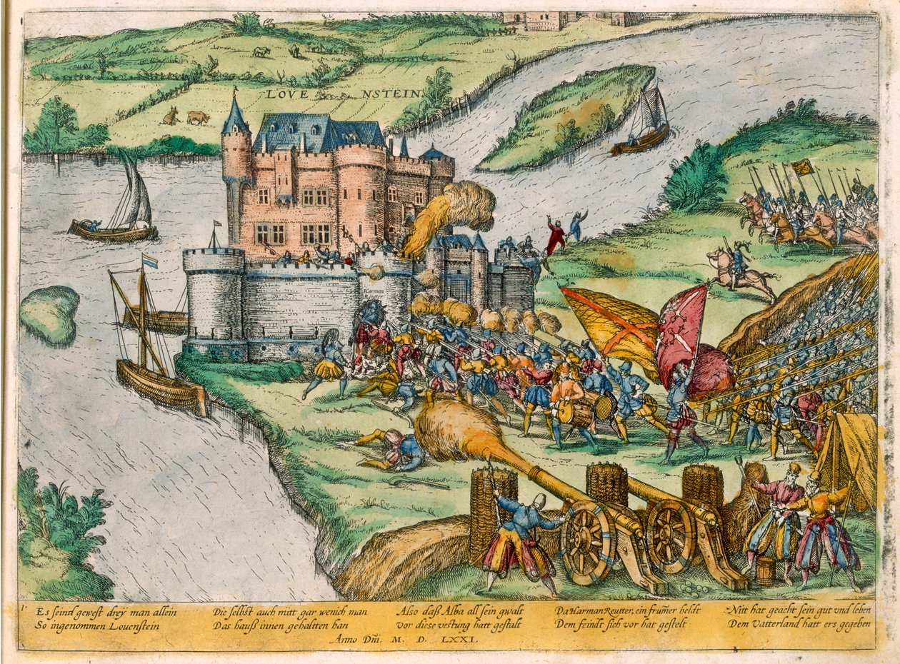 El asedio de Lovaina y el heroísmo de Harman Reuter contra las fuerzas españolas, 1571 de Zacharias Dolendo
