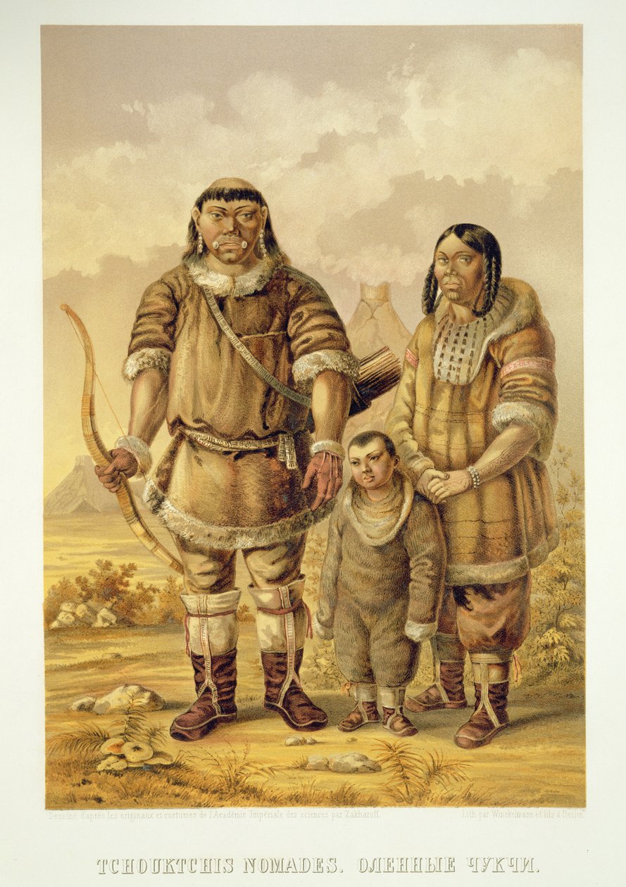 Nómadas Chukchi, grabado por Winckelmann y Sons de Zakharov