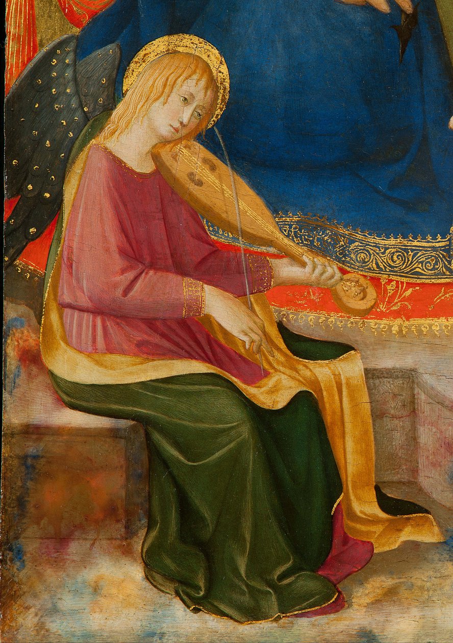 Madonna de la Humildad con dos ángeles músicos (detalle) de Zanobi Strozzi