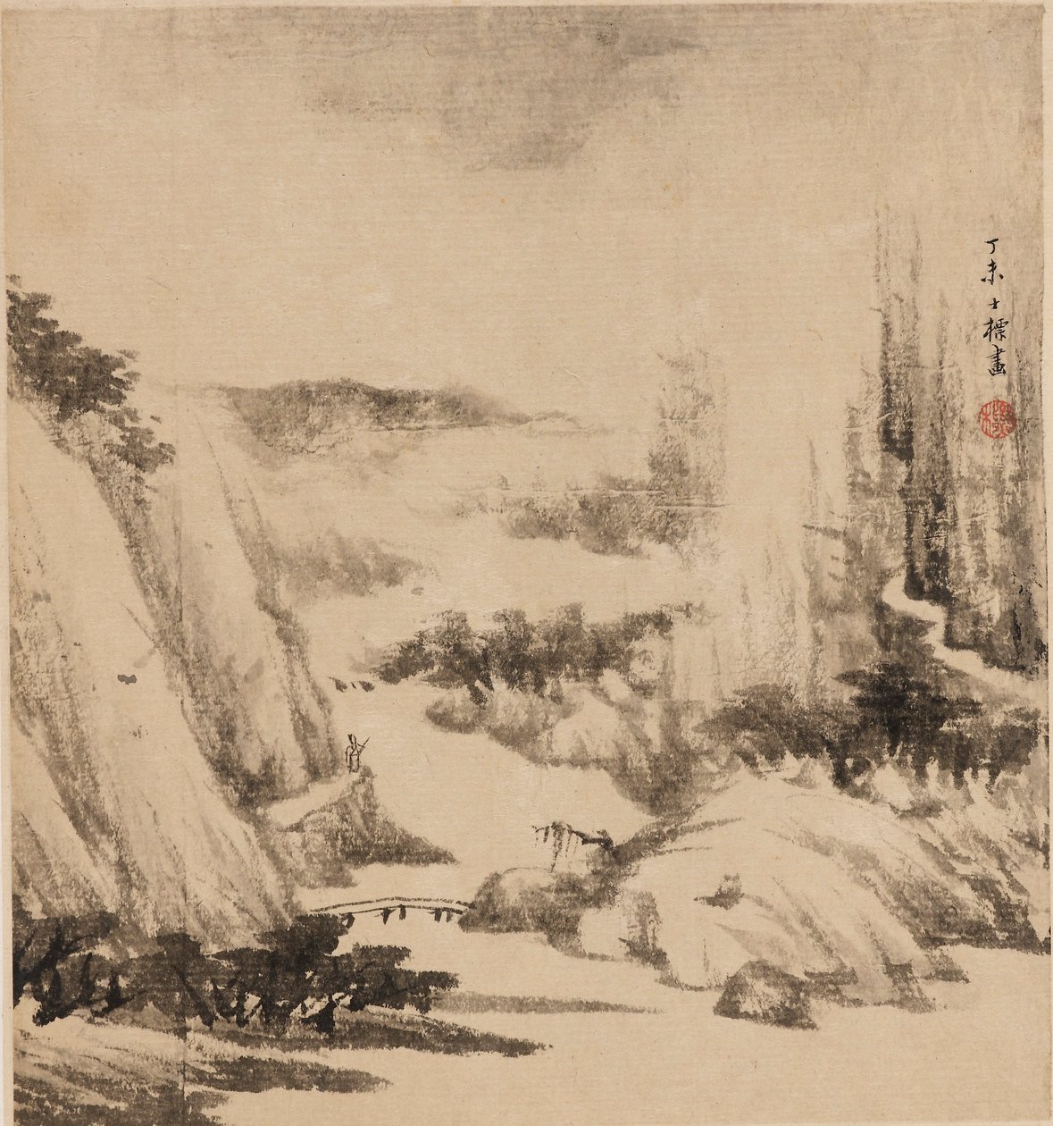 Paisaje fluvial, 1667 de Zha Shibiao