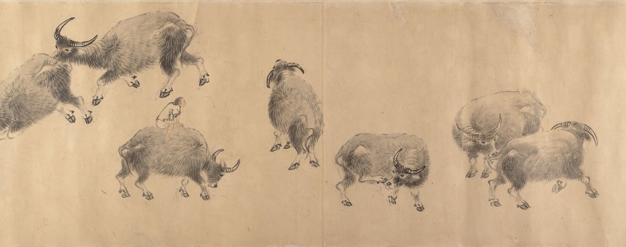 Búfalos de Agua, fechado 1639 de Zhang Hong