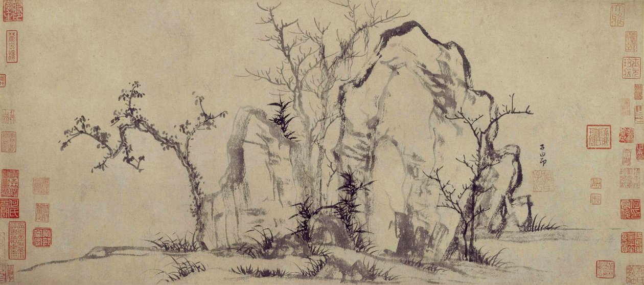 Rocas Elegantes y Árboles Dispersos de Zhao Mengfu