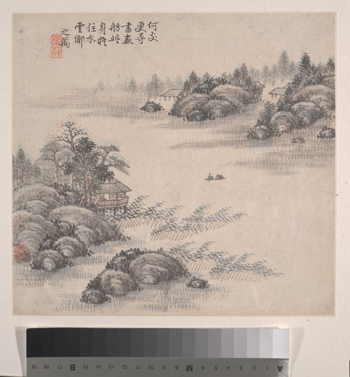 Paisajes, fechado en 1875 (álbum de doce hojas; tinta y color sobre papel) de Zhiwan Zhang