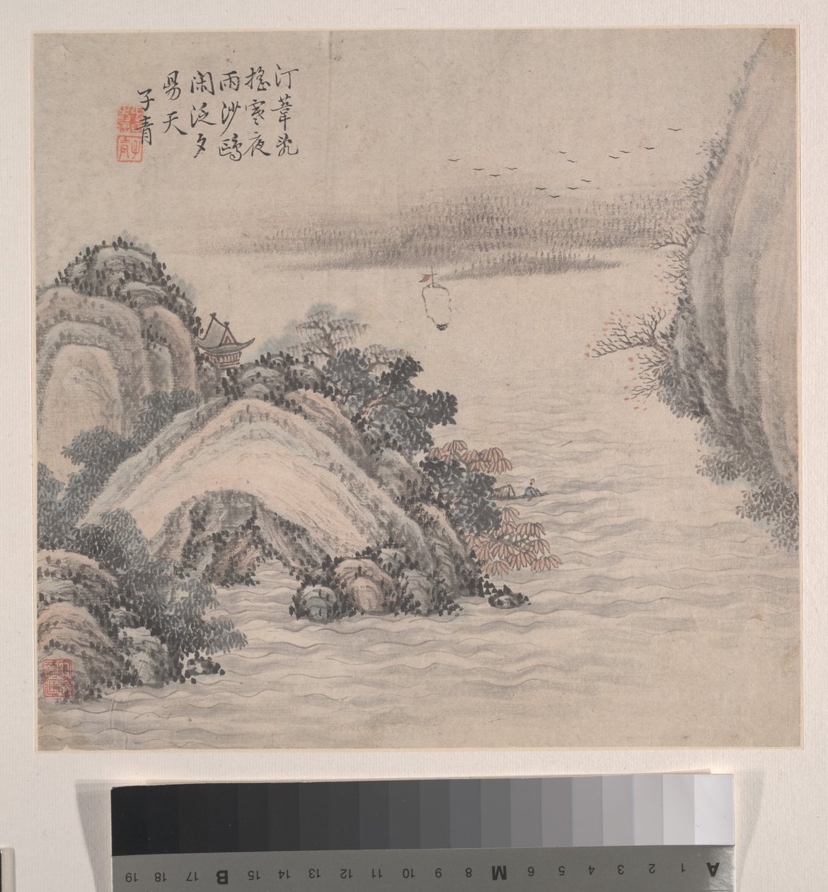 Paisajes, fechado en 1875 (álbum de doce hojas; tinta y color sobre papel) de Zhiwan Zhang