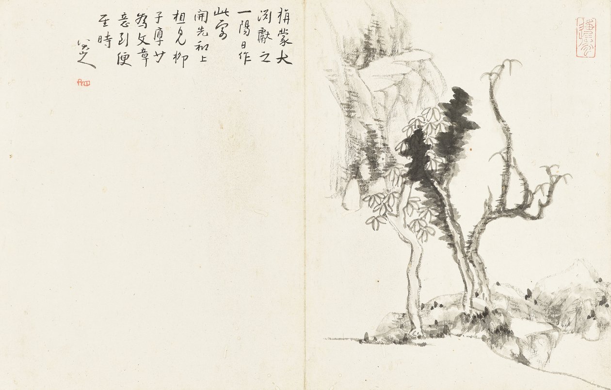 Paisajes y flores, álbum de seis hojas de Zhu da Bada Shanren