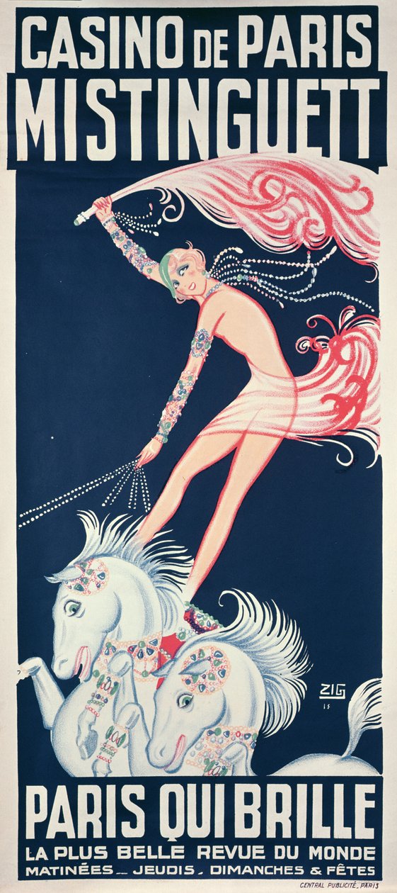 Cartel publicitario de Mistinguett (1875-1956) en el Casino de París de Zig