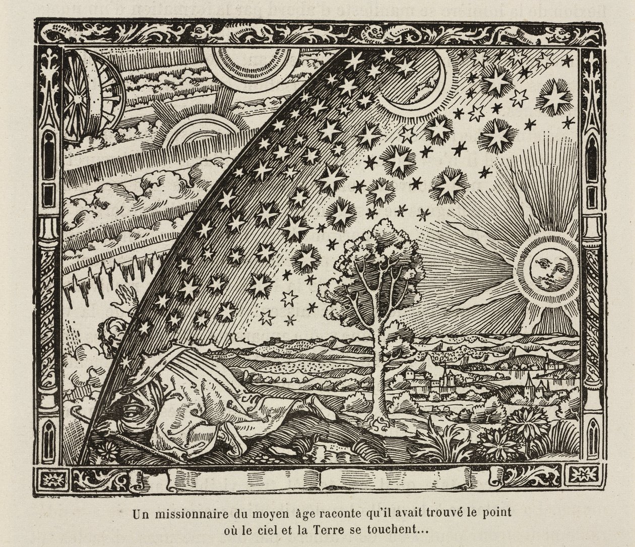 Un misionero medieval encuentra el punto donde el cielo y la tierra se tocan de Frederick (attr. to) Barnard