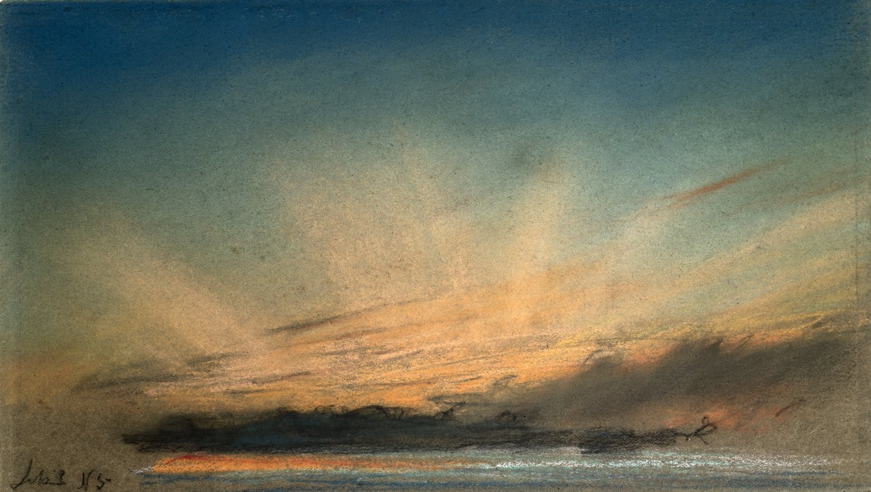 Resplandor ámbar con rayos crepusculares, septiembre 1885 de Frederick (attr. to) Barnard