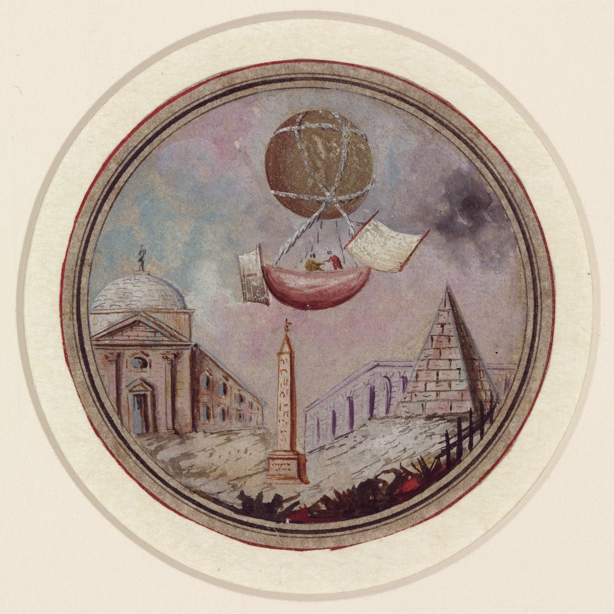 Un desastre temprano de globos, c 1785 de Frederick (attr. to) Barnard