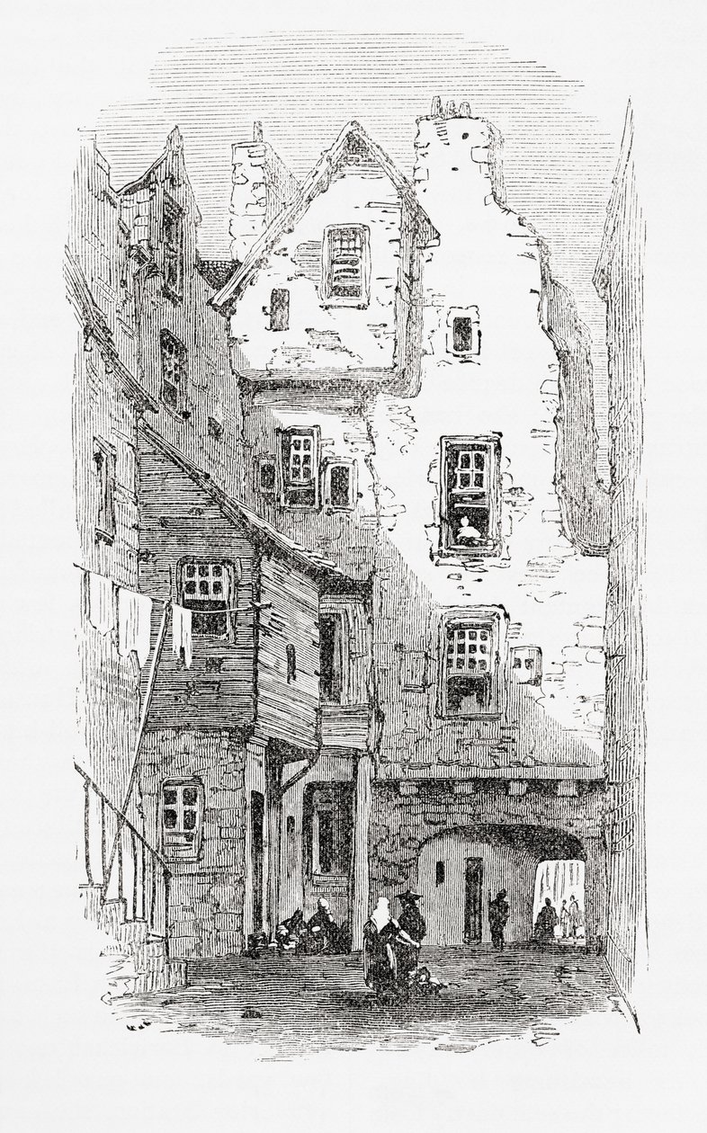 Un antiguo callejón, Canongate, Edimburgo, Escocia de . .
