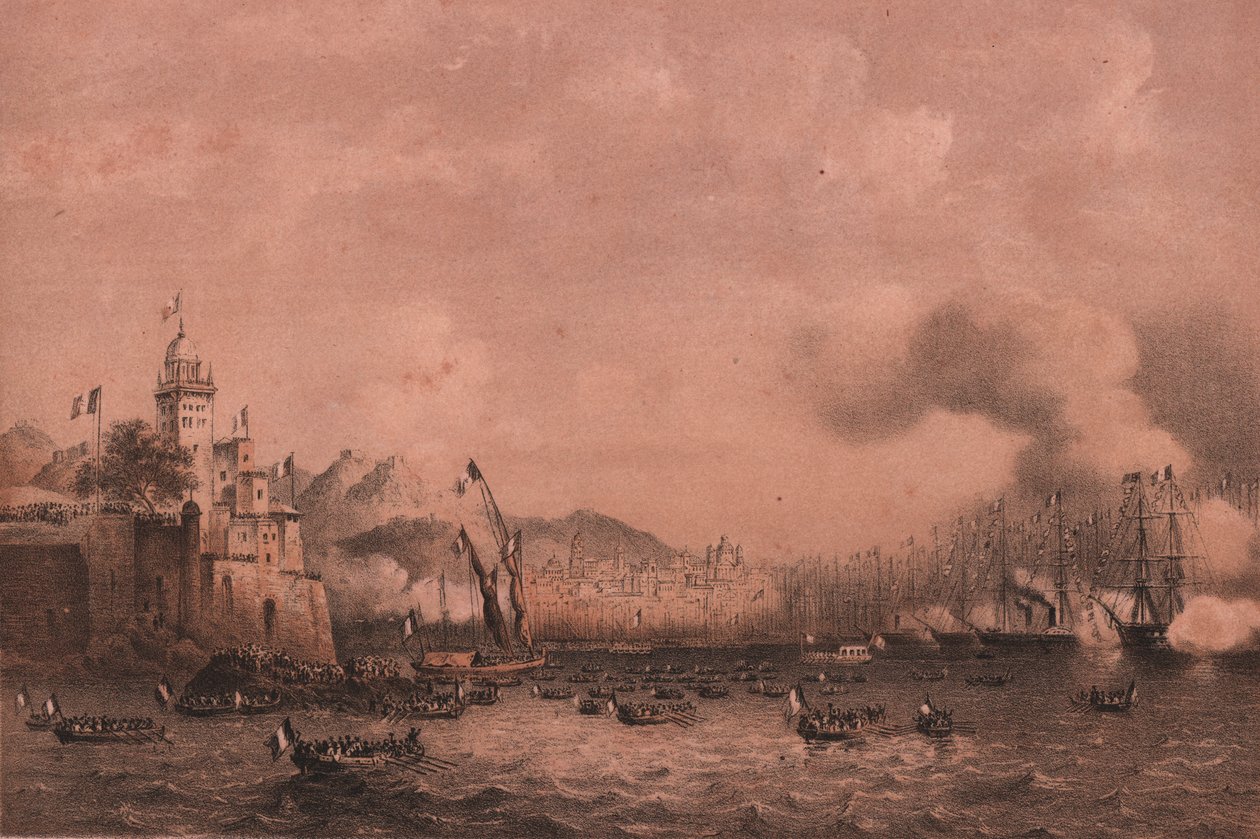 Llegada del Emperador Napoleón III a Génova, Liguria de William Walcutt