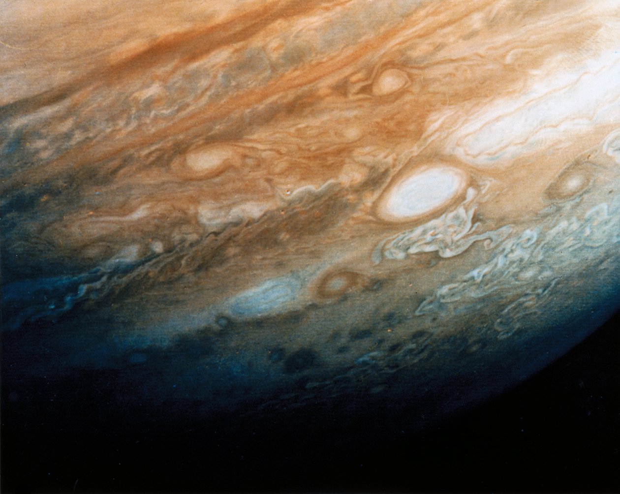 Primer plano de los patrones de nubes de Júpiter de Ferdinand Georg Waldmuller
