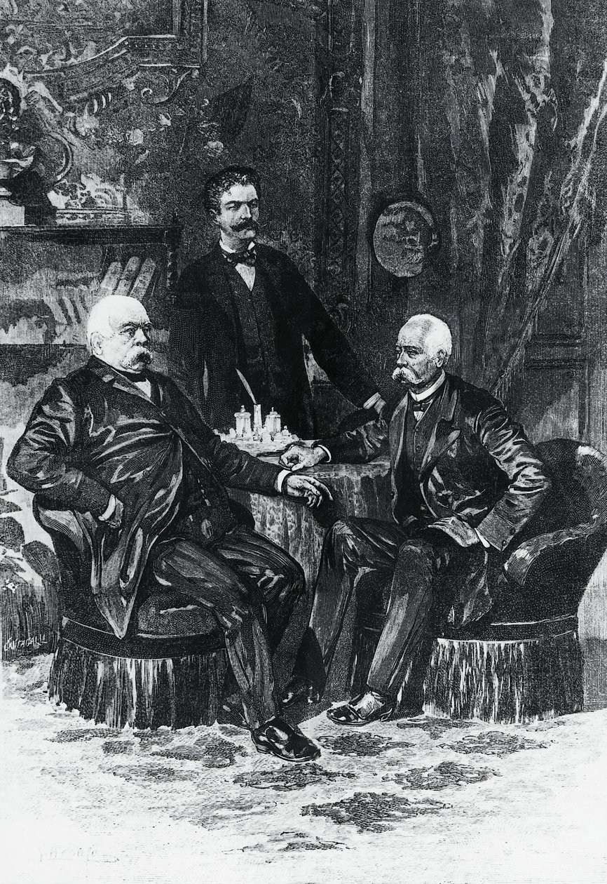 Conferencia entre Otto von Bismarck (1815-1898) y Francesco Crispi (1819-1901) en Friedrichsruhe, octubre de 1887, Alemania de William Walcutt
