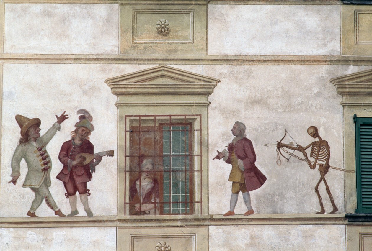 Danza de la Muerte, fresco, casa Milesi, Cassiglio, Lombardía, Italia de Georg Carl Heinrich Dollmann
